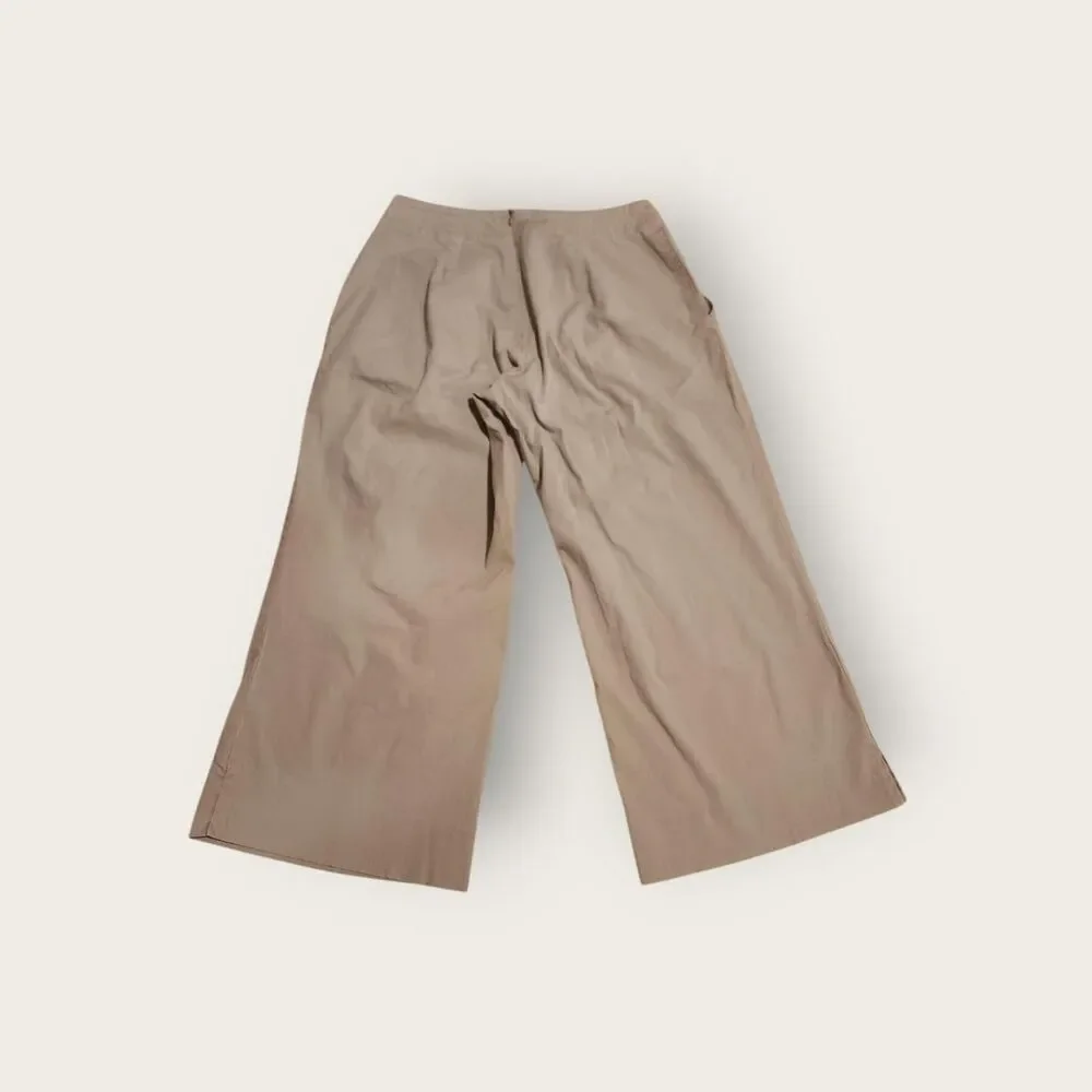 Vintage Y2k early 2000s Express tan mid rise wide leg capri length pants - Picture 2 of 4